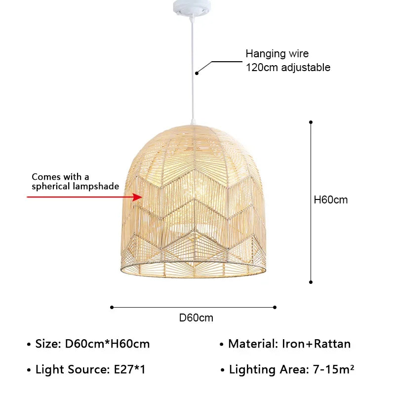 Orlena Modern Rattan Pendant Light for Bedroom
