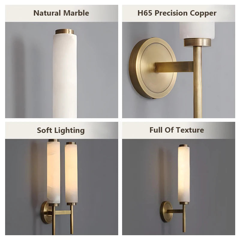 Ayla Orbit Natural Marble Wall Sconce – Vintage – product detail 5