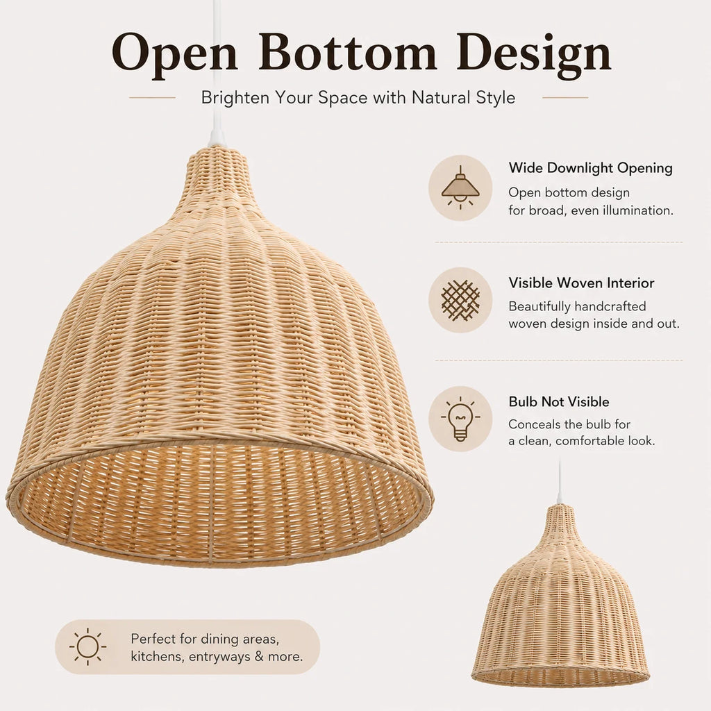 Kensley Bohemian Rattan Chandelier for Kitchen Island