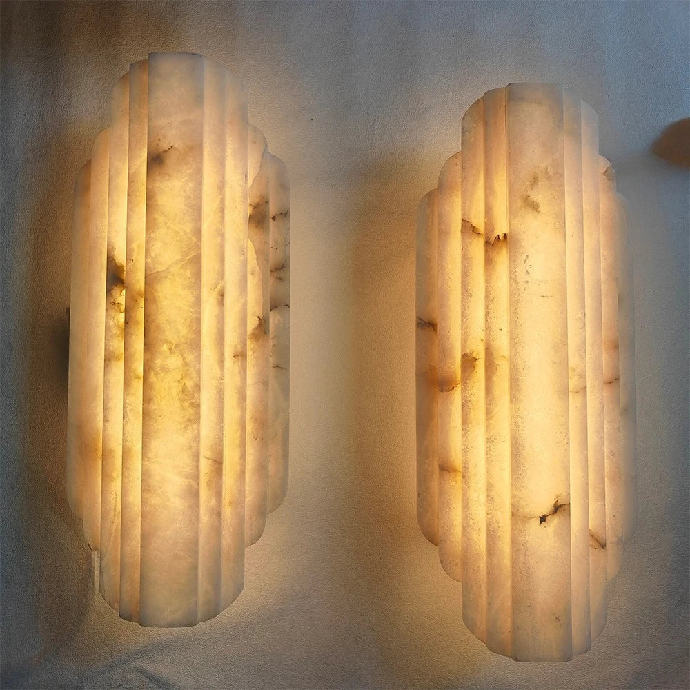 Mira Contour Natural Marble Wall Sconce – Vintage styled in a living room interior