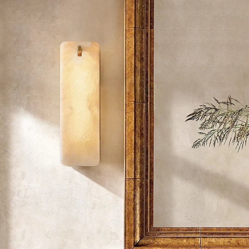 Modern Industrial Spanish Marble Brass Wall Sconce Led Light Bedroom Living Room Accent Wall Lighting Fixture Home Decor Lamp