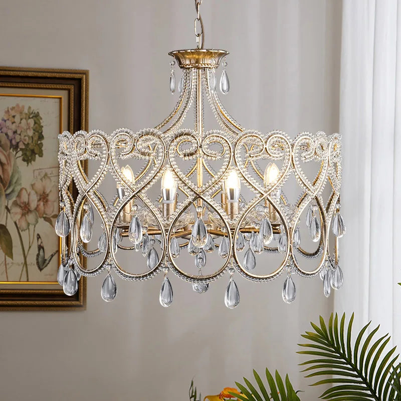 Palermo Antique Silver Crystal Chandelier for Bedroom – French Country – detail view 2