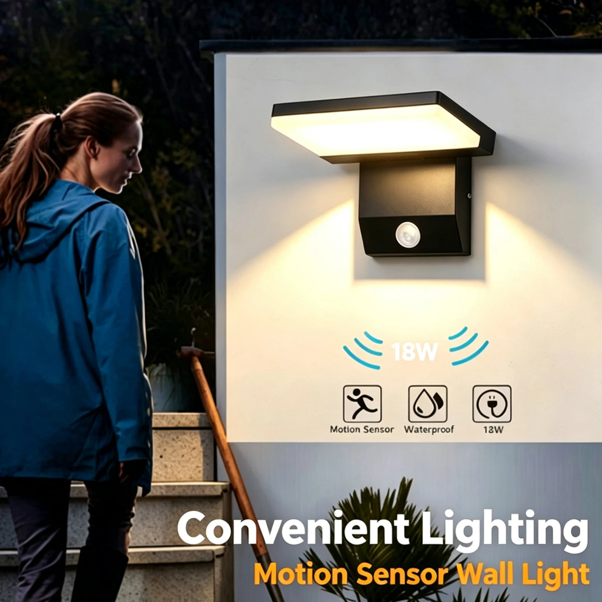 Palermo IP65 Motion Sensor Outdoor Wall Light for Front Door – detail view 3