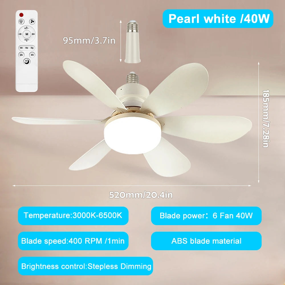 Doria 52cm E27 Ceiling Fan Light – 3-Color Remote