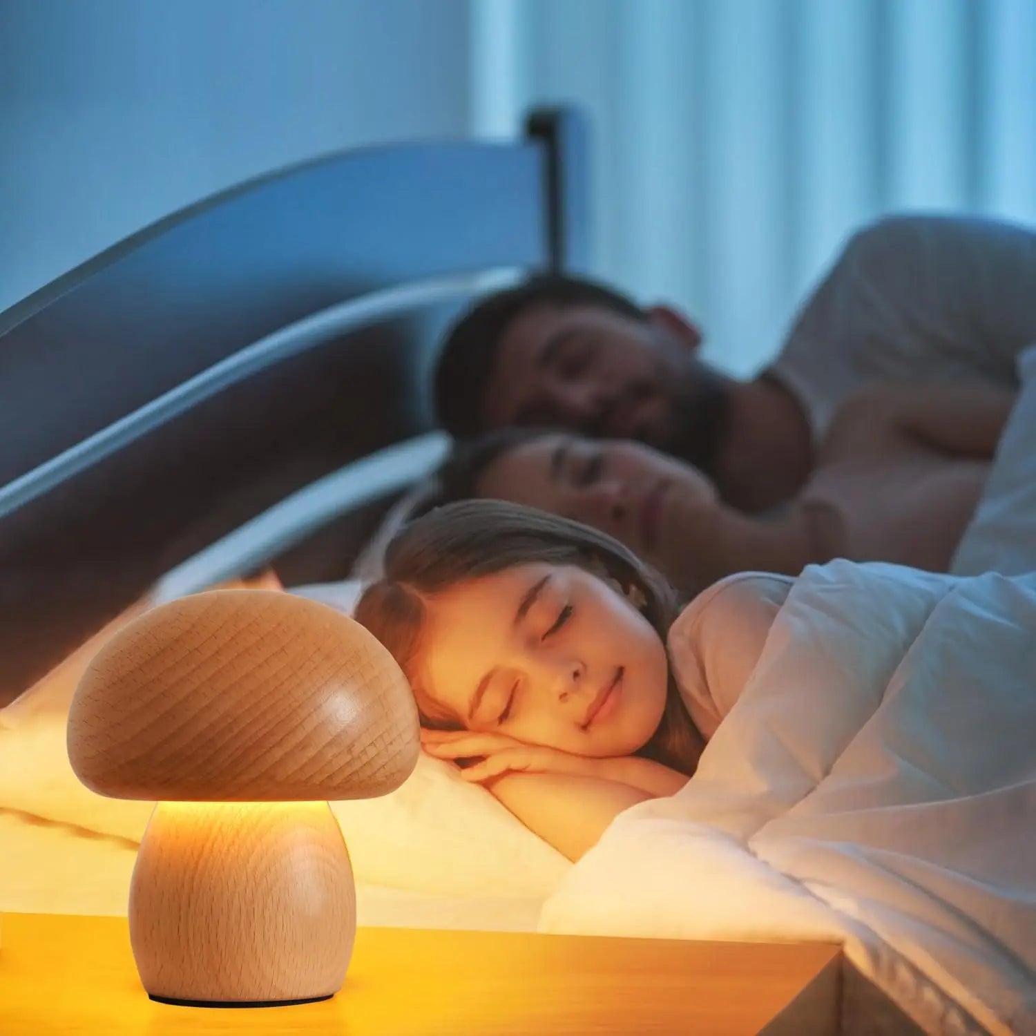 Wood Table Lamp – Modern Minimalist Cordless Rechargeable for Bedside, Restaurant Table, Hotel Room | Kaelis Petal by Evenlyr