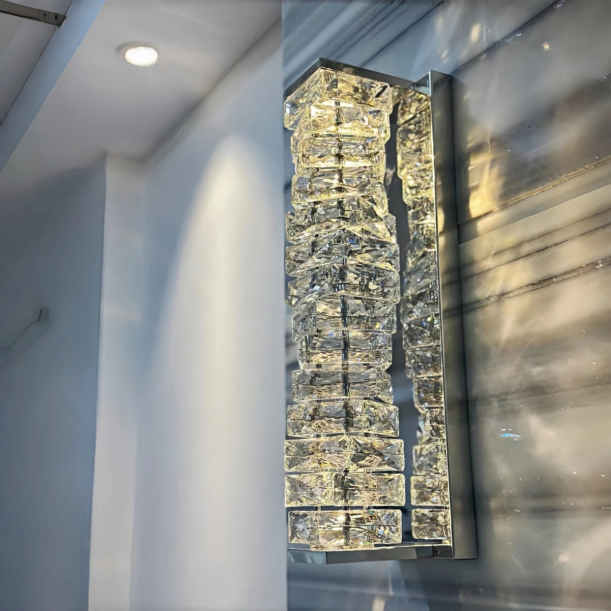 Aurelia Chrome-and-Gold Crystal Vanity Wall Light