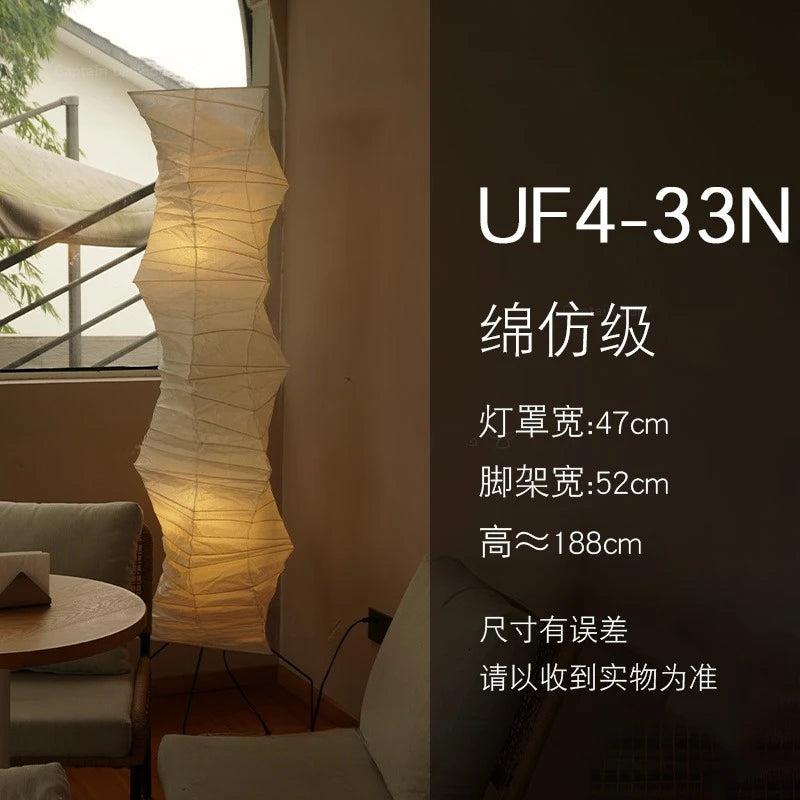 Rice Paper & Wood Floor Lamp – Wabi-Sabi Japanese for Living Room, Bedroom, Hotel Lounge | Elowen Cascade by Evenlyr
