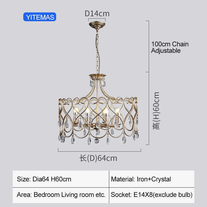 Palermo Antique Silver Crystal Chandelier for Bedroom – French Country – detail view 7