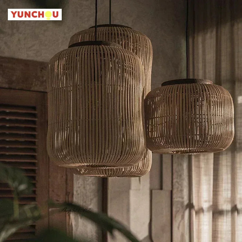 Rattan Chandelier – Wabi-Sabi Japanese for Dining Room, Living Room, Foyer | Delphine Dome by Evenlyr