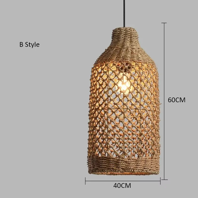 Caspian Lantern Rattan Pendant Light for Dining Room – Bamboo