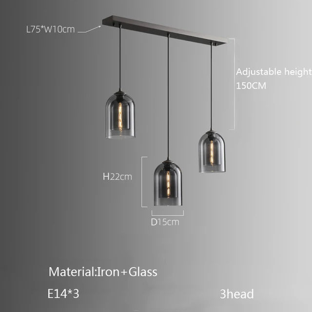 Quintara Long Copper and Glass Chandelier for Staircase