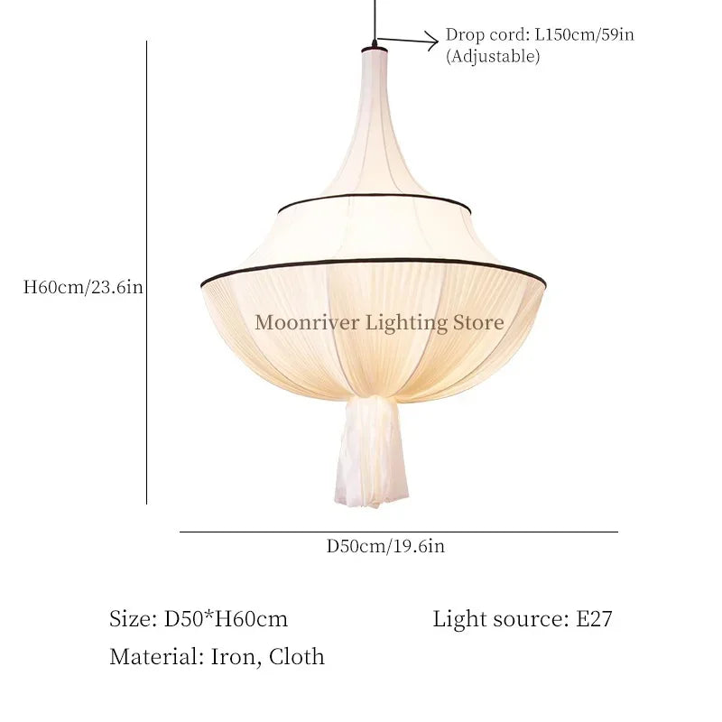 Beige Wabi-Sabi Fabric Chandelier – detail view 9