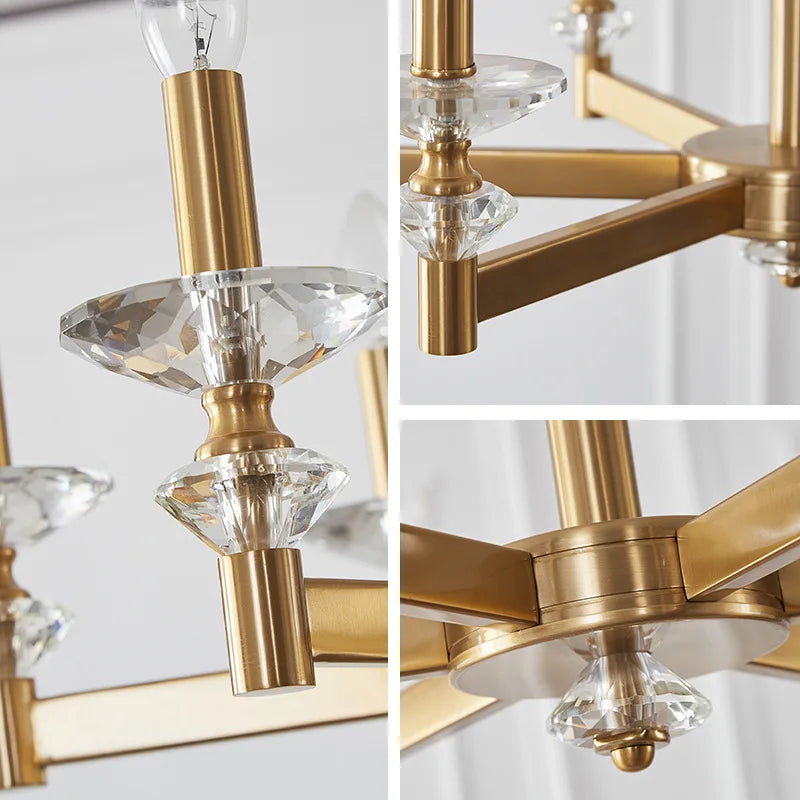 European Classic Chandelier – Glass & Crystal Dimmable LED for Bedroom, Hotel Lobby | Delphine Veil by Evenlyr