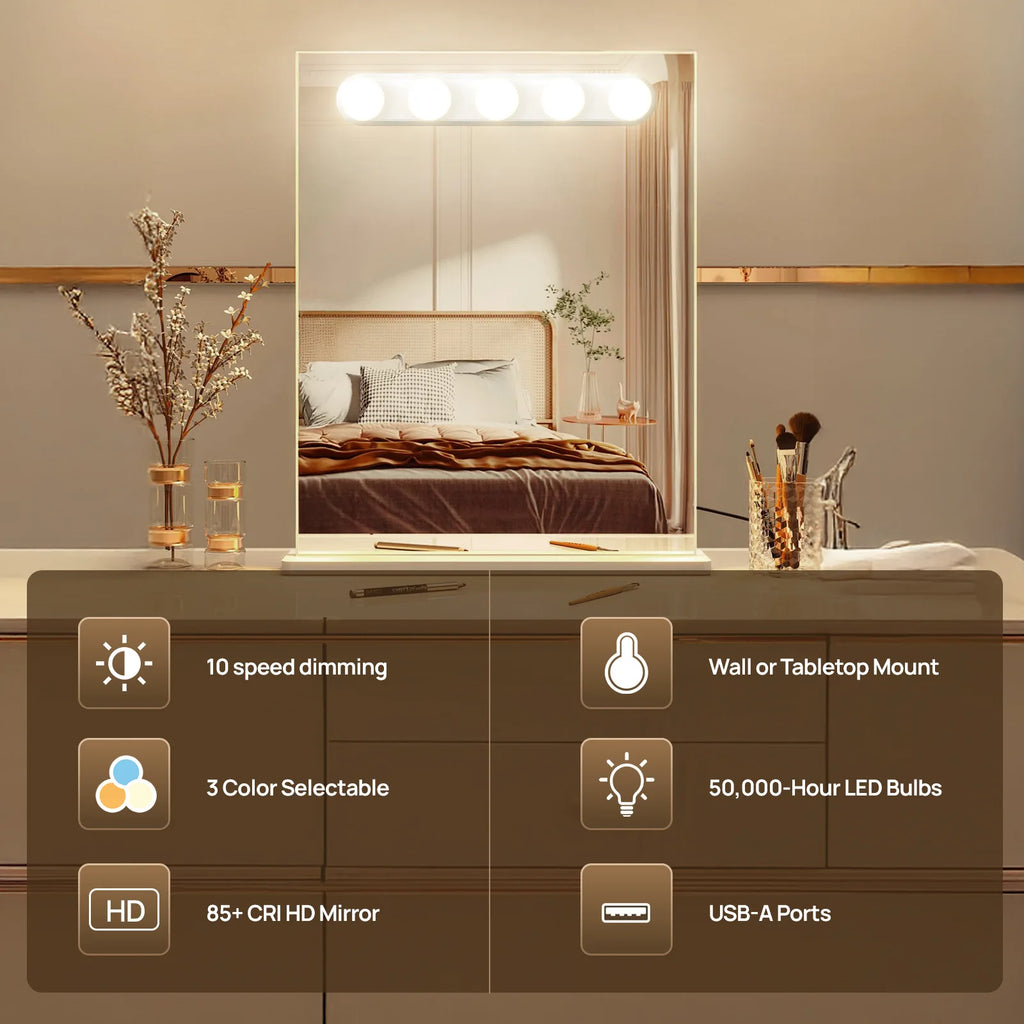 Quintara USB Vanity Mirror Light Bulbs – Adjustable Color Temperature
