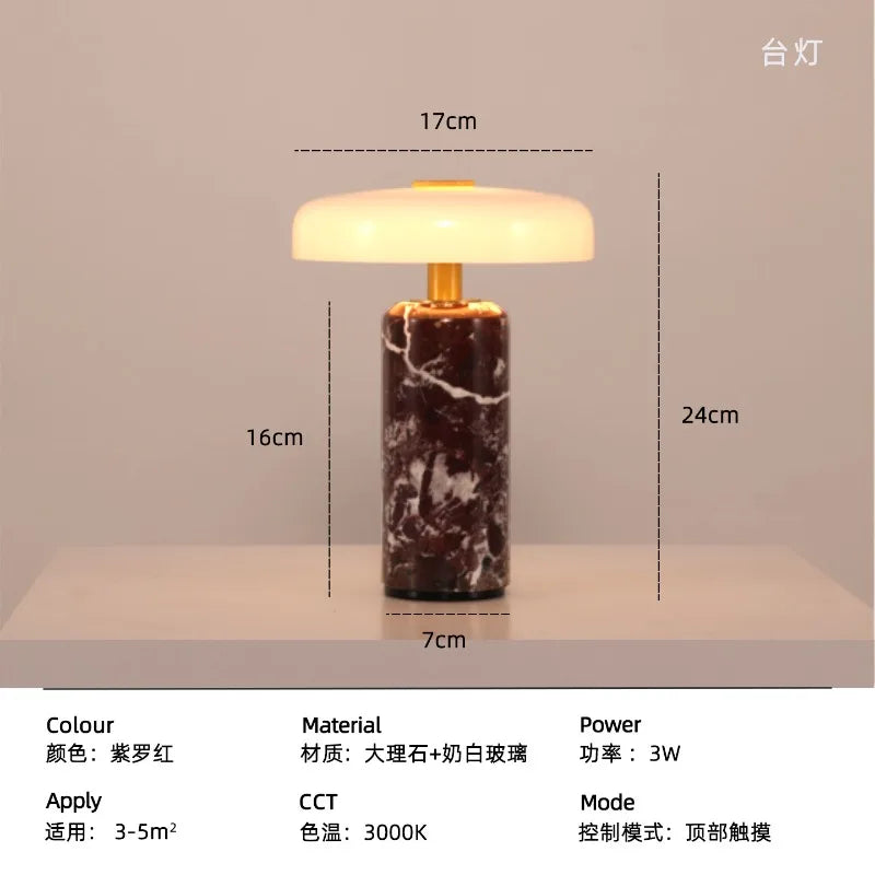 Marble & Glass Table Lamp – Modern Minimalist for Bedside, Restaurant Table, Desk & Office | Ophelia Grove by Evenlyr