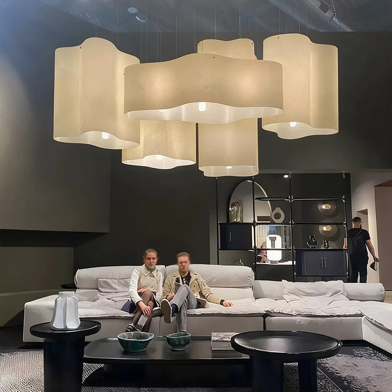 Paper Chandelier – Wabi-Sabi Japanese Dimmable LED for Dining Room, Living Room, Hotel Lobby | Kaelis Halo by Evenlyr