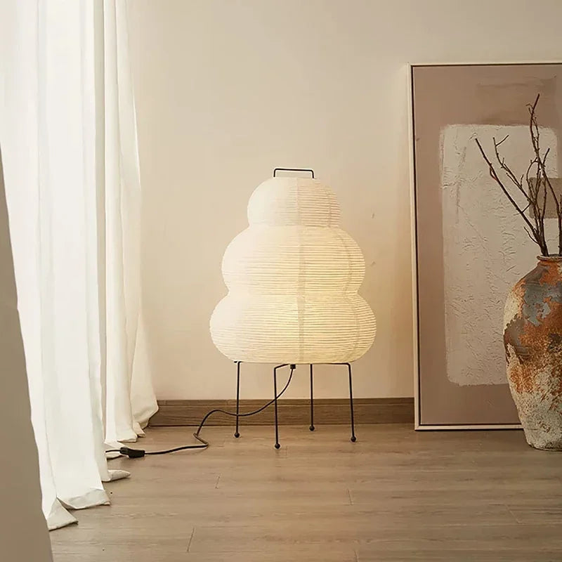 Rice Paper & Glass Table Lamp – Wabi-Sabi Japanese for Bedside, Restaurant Table, Desk & Office | Vivienne Petal by Evenlyr