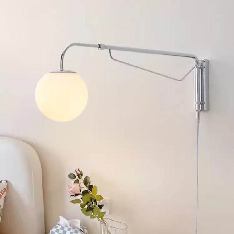 Helian Arc Swing-Arm Metal Wall Sconce – Minimalist Metal Swing-Arm Wall Sconces for Bedroom