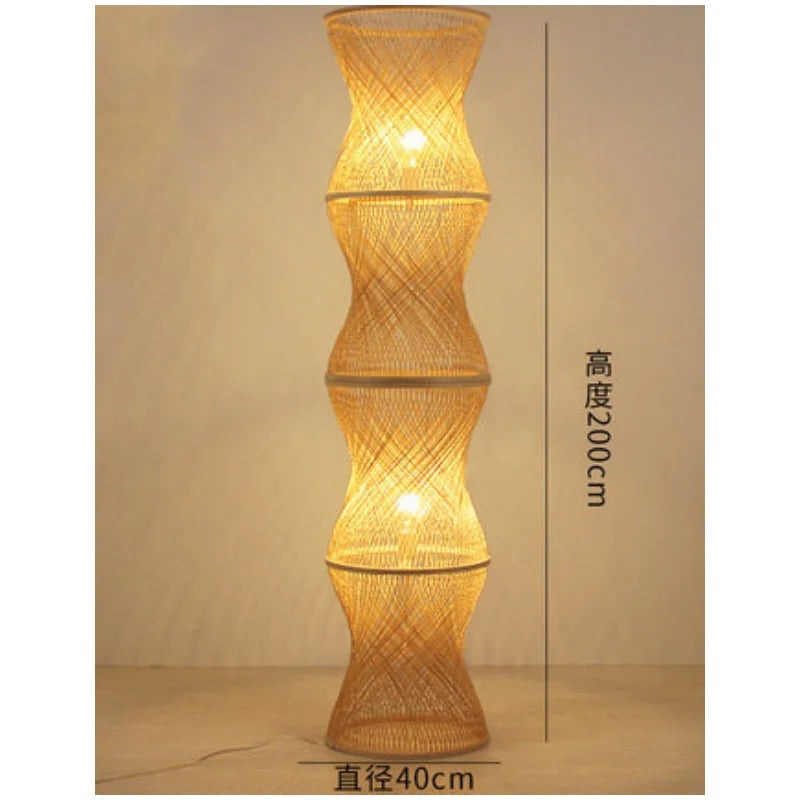 Nero Prism Bamboo and Wood Floor Lamp – Art Deco – product detail 8