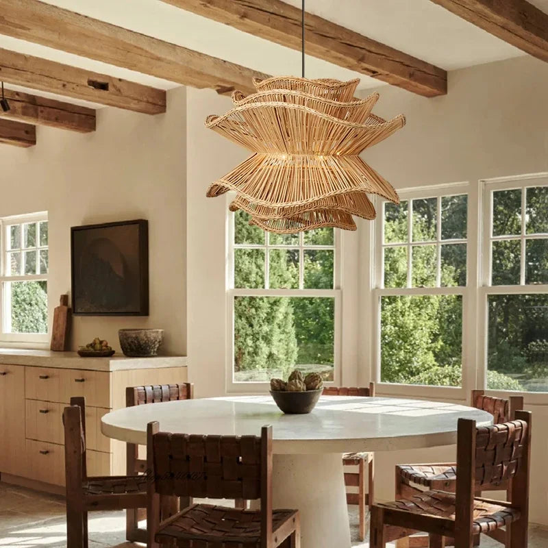 Rattan Chandelier – Wabi-Sabi Japanese for Living Room, Bedroom, Dining Room | Celine Orbit by Evenlyr