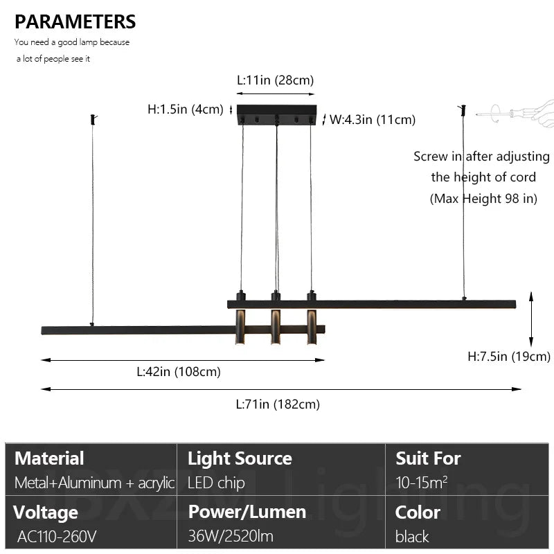 Kalix Arc Linear Metal Pendant Light – product view 8