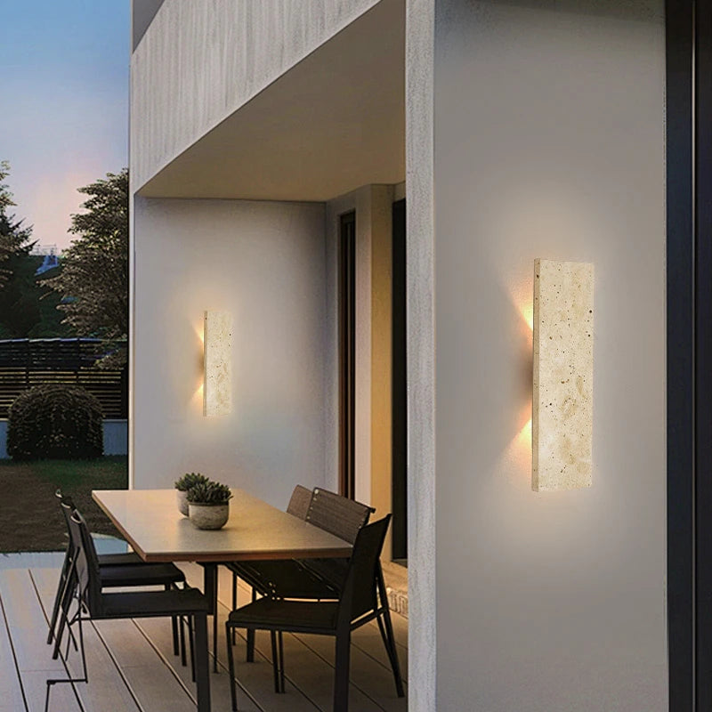 Orlena Natural Stone Linear LED Outdoor Wall Light – detail view 5