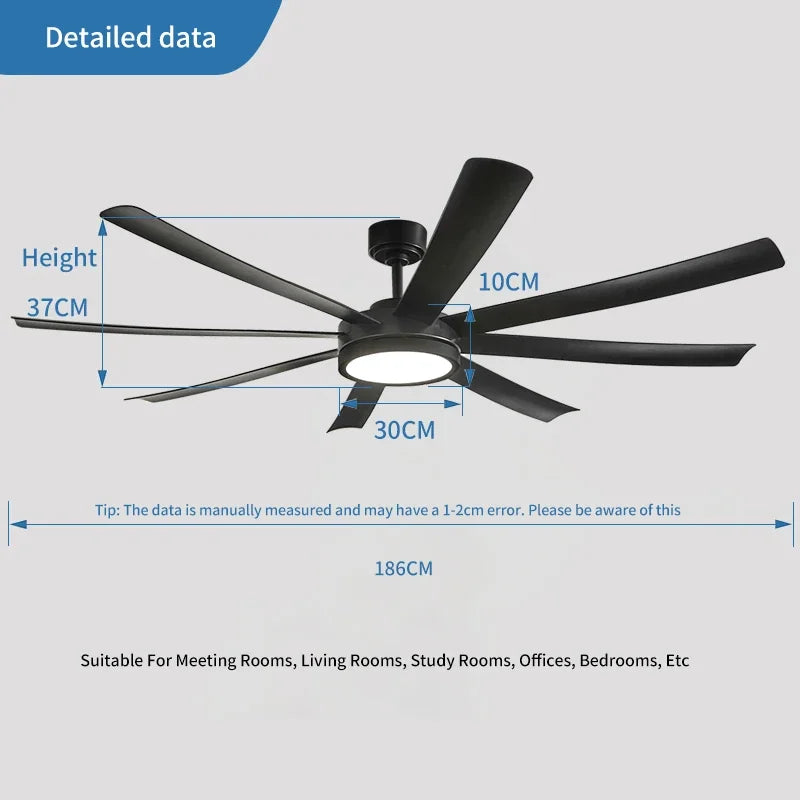 Liora 72-Inch Large-Diameter DC Ceiling Fan Light – Remote Control