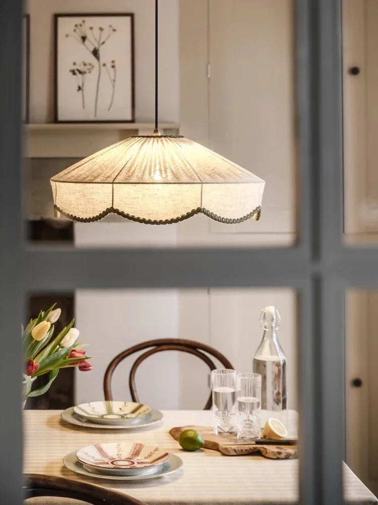 Fabric Chandelier – Wabi-Sabi Japanese for Bedroom & Bedside, Dining Room & Kitchen | Elowen Contour by Evenlyr