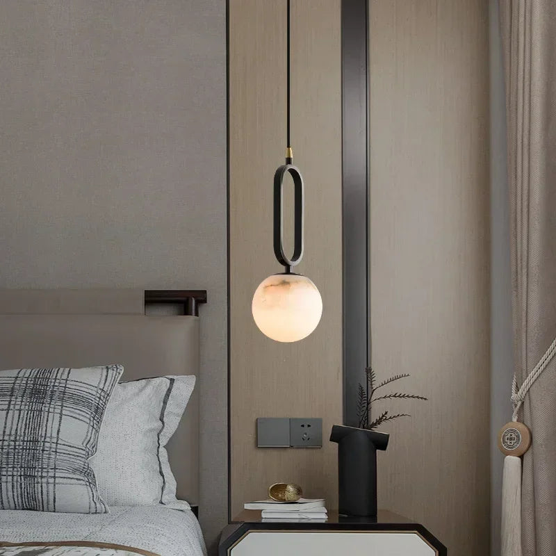 Neris Veil Sculptural Marble Pendant Light – product view 3