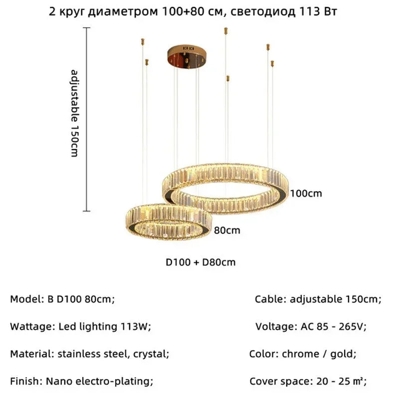 Evren Arc Dimmable Crystal Pendant Light