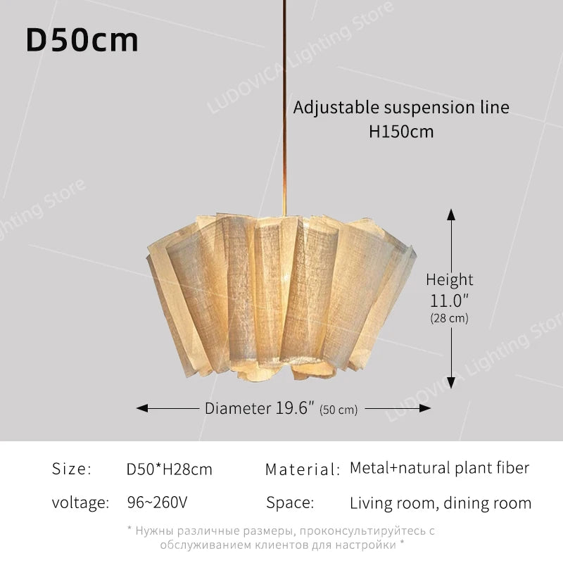 Fabric Chandelier – Wabi-Sabi Vintage LED for Living Room, Restaurant & Café, Office & Study | Celia Halo by Evenlyr