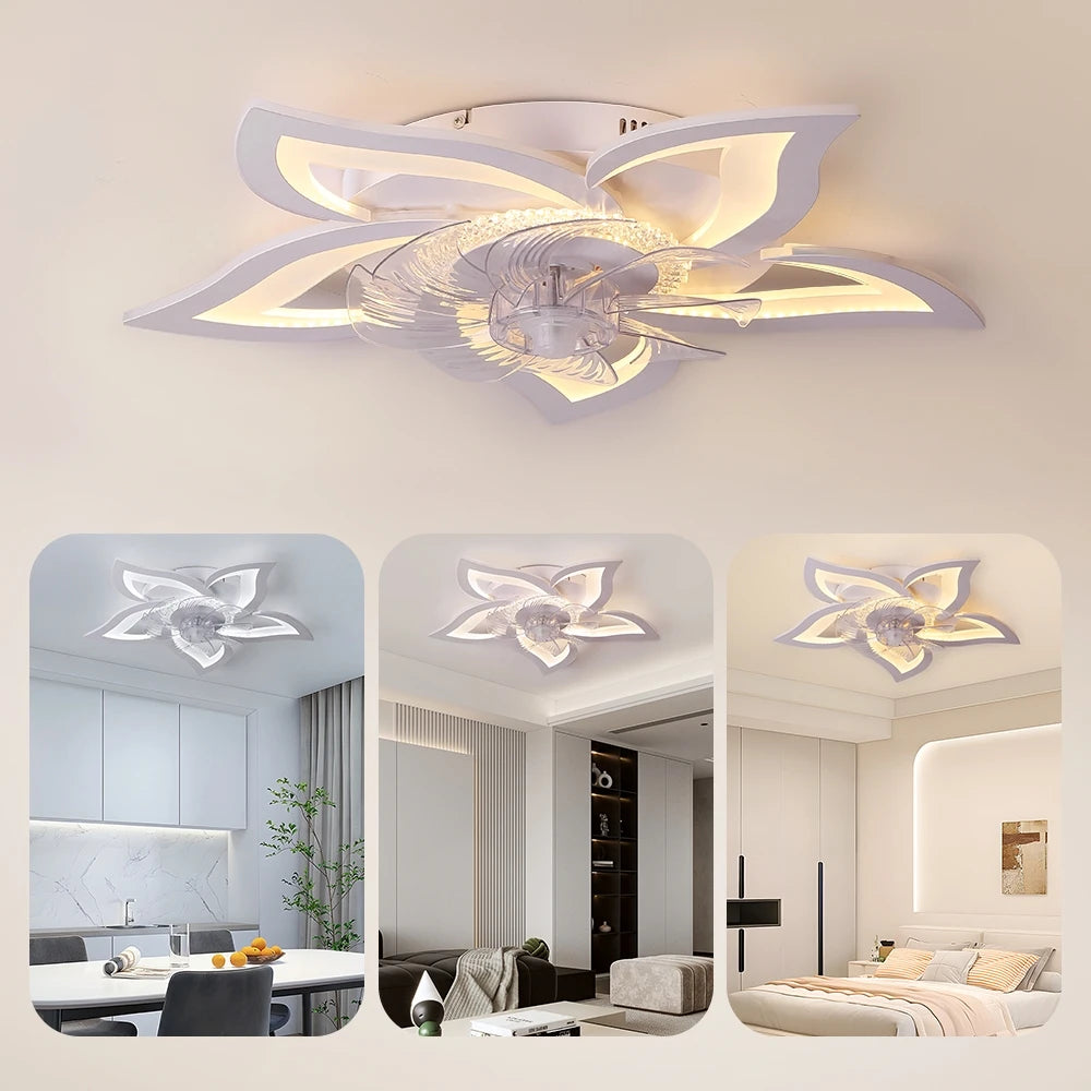 Ginevra Flush Mount Ceiling Fan with Light for Low-Ceiling Bedroom – Remote Control – detail view 3