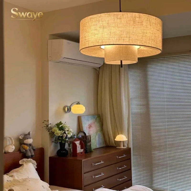 Fabric Chandelier – Wabi-Sabi Minimalist LED for Bedroom & Bedside | Elowen Dome by Evenlyr