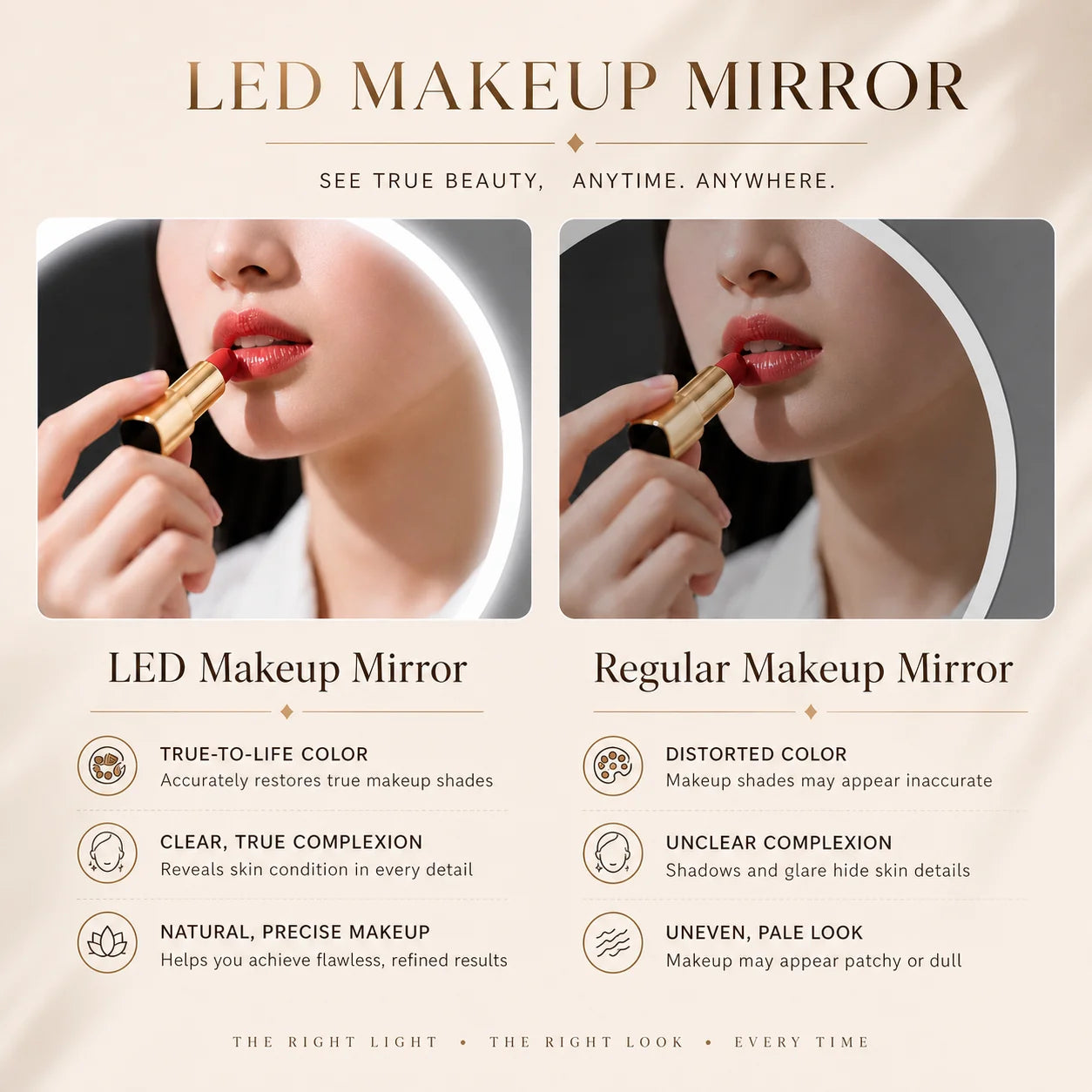 Doria Rechargeable LED Makeup Mirror – Stepless Dimming