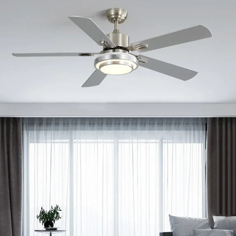 Palermo Stainless Steel Ceiling Fan with Light for Dining Room – Remote Dimming