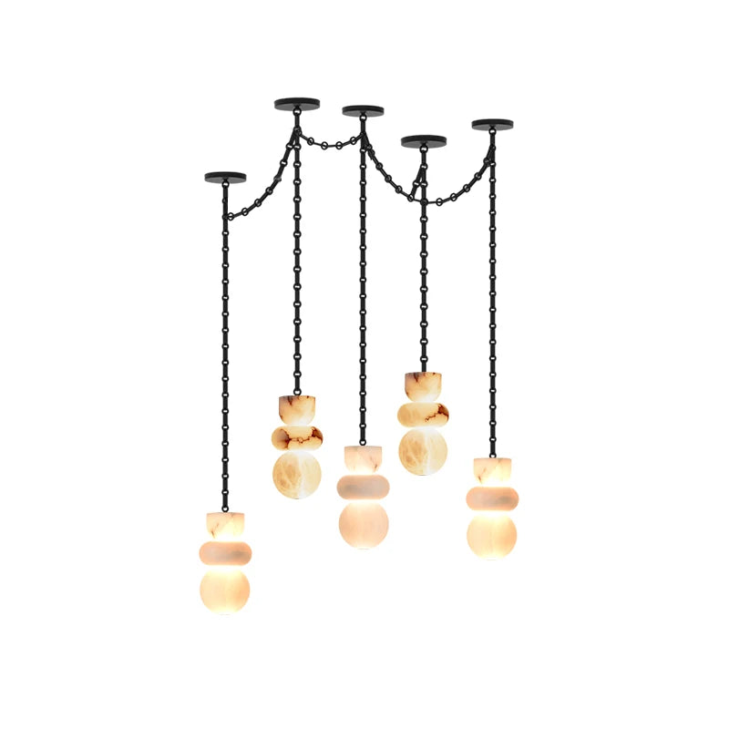 Alabaster & Marble Chandelier – Modern LED for Living Room, Bedroom & Bedside | Aveline Frame by Evenlyr
