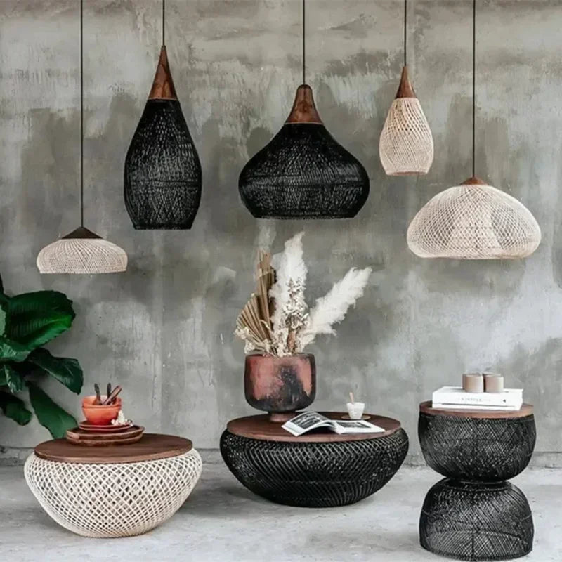 Rattan Pendant Light – Vintage Modern for Kitchen Island, Dining Room, Restaurant | Lucienne Orbit by Evenlyr