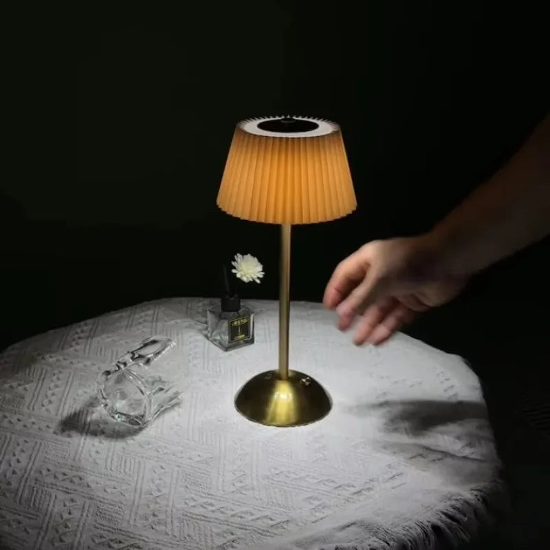 Fabric Table Lamp – Modern Minimalist Cordless Rechargeable for Restaurant Table, Desk & Office, Bedside | Mirelle Column by Evenlyr