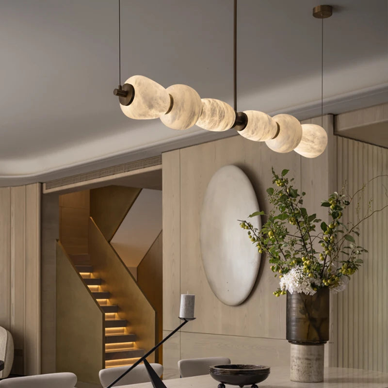 Alabaster & Marble Chandelier – Modern Minimalist for Dining Room, Living Room, Kitchen Island | Aurelia Line by Evenlyr