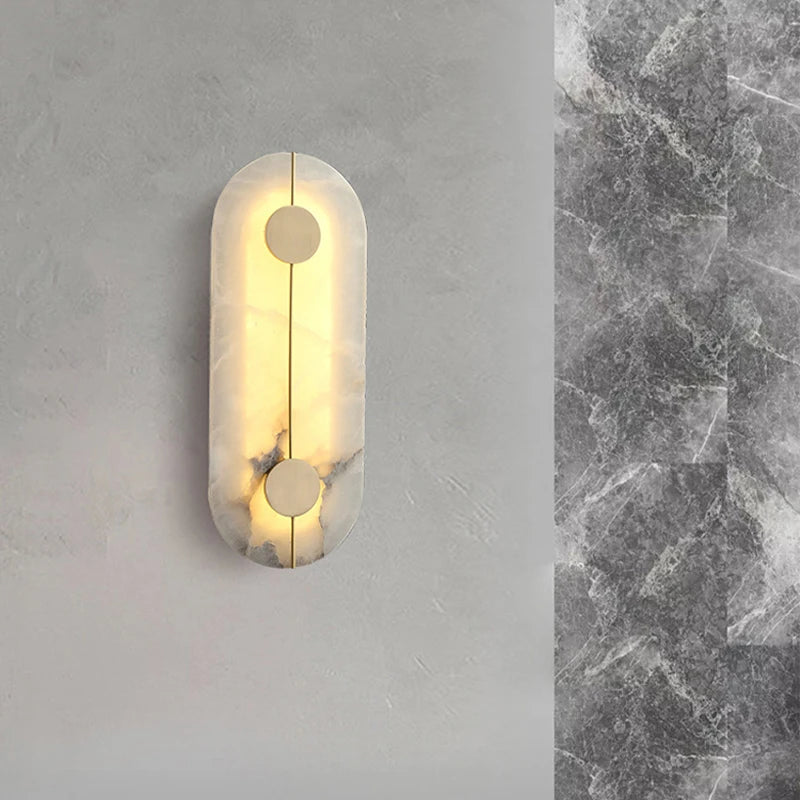 Juniper Round Alabaster Wall Sconce for Bedroom – Natural Marble