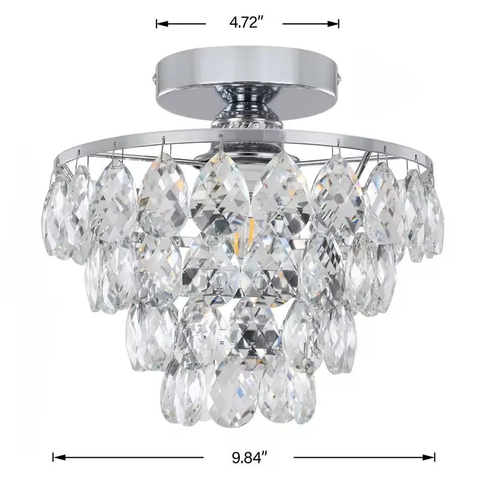Firenze French Crystal Semi-Flush Ceiling Light for Hallway – detail view 6