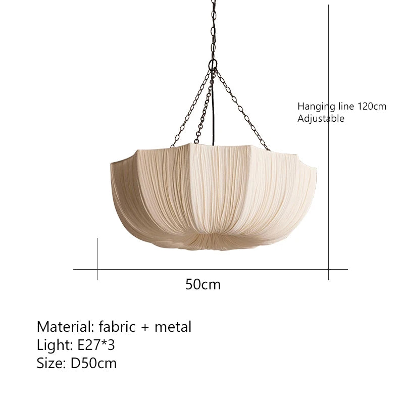 Fabric Chandelier – Wabi-Sabi Nordic for Bedroom & Bedside, Dining Room & Kitchen, Restaurant & Café | Solenne Veil by Evenlyr