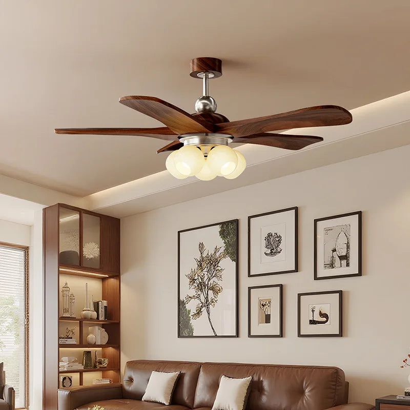 Kensley Straight-Blade Ceiling Fan with Light for Living Room – Mid-Century