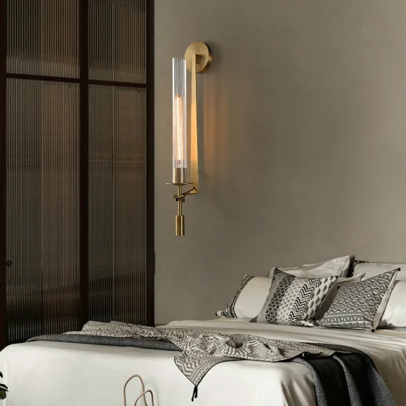 Modern LED Wall Lamps Fixture Wall Sconce Creative Aisle Bedroom Living Room Decoration Background Deco Brass Wall Mounted Light