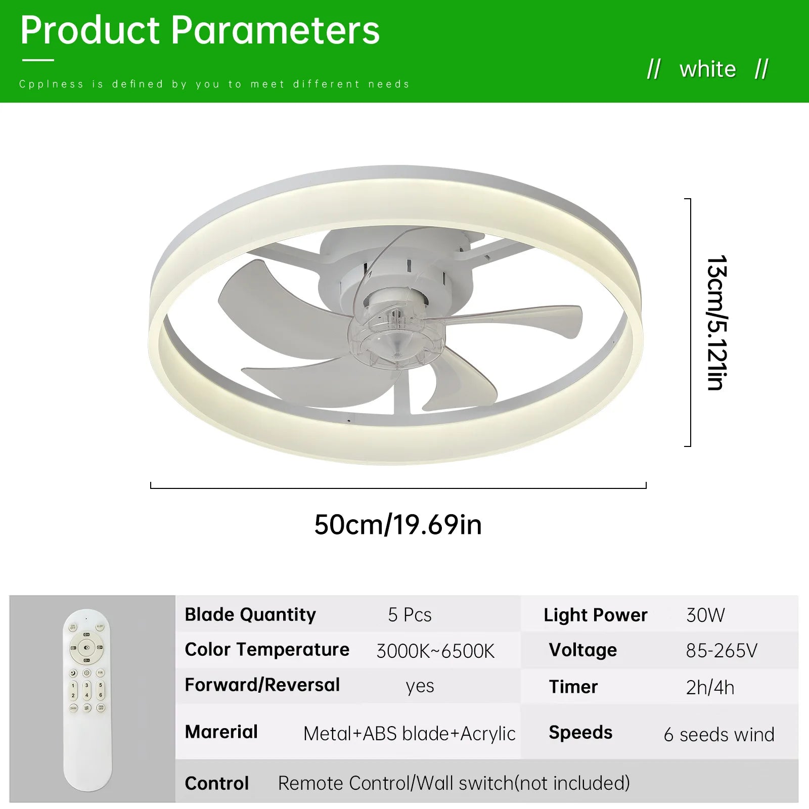 Helios 6-Speed Dimmable Ceiling Fan Light – Remote Control – detail view 7