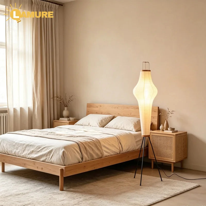 Rice Paper Floor Lamp – Wabi-Sabi Japanese for Living Room, Bedroom, Reading Corner | Seraphine Cascade by Evenlyr