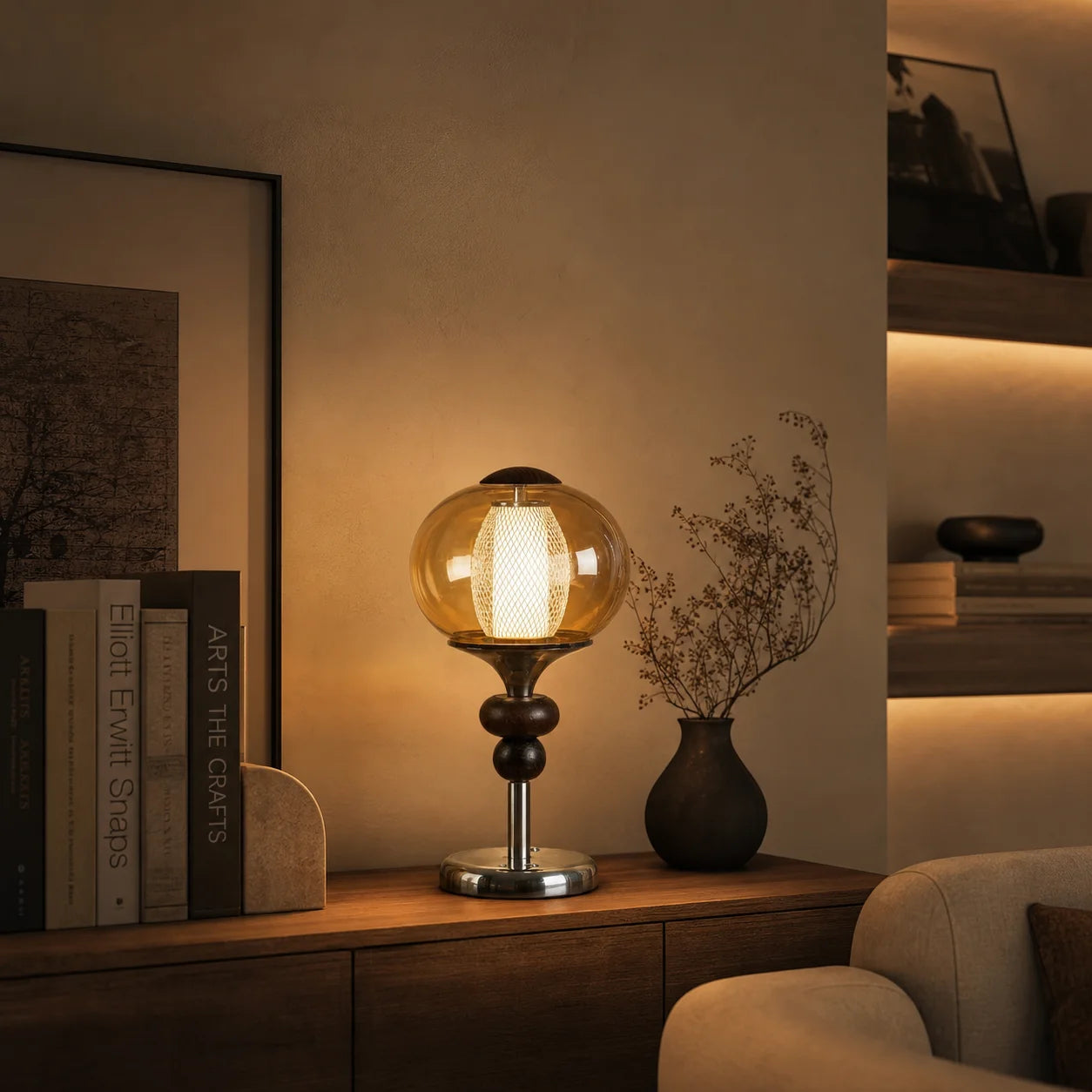 Art Deco Glass Rechargeable Wall Sconce – detail view 2