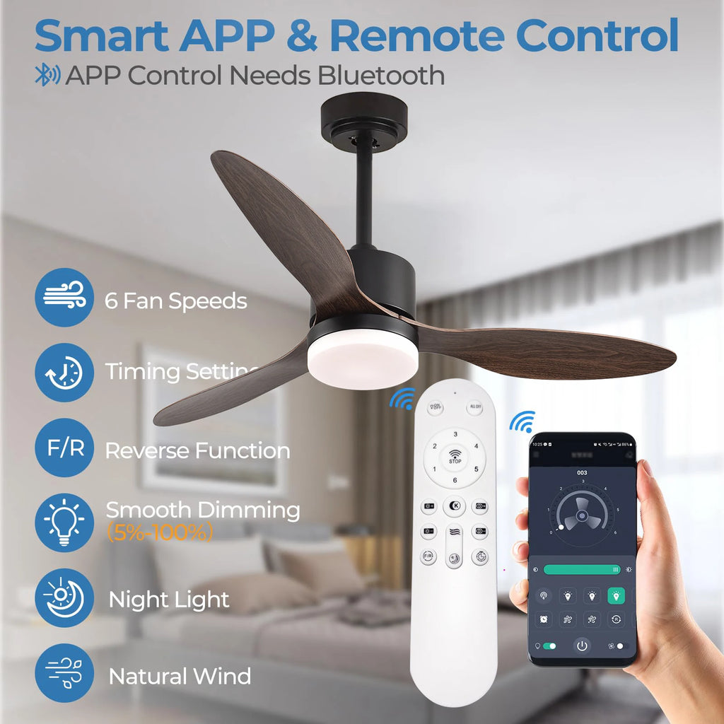 Elara Nordic Ceiling Fan with Light for Living Room – Remote Control – detail view 4