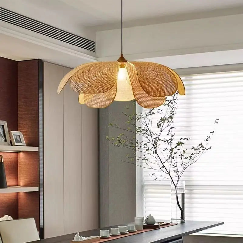 Wabi-Sabi Rattan Chandelier For Bedroom – product view