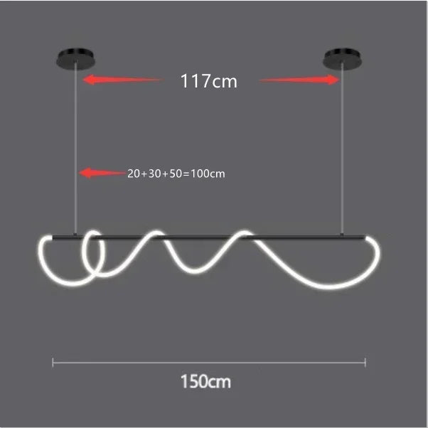 Metal Linear Chandelier – Modern LED Linear for Dining Room & Kitchen, Restaurant & Café | Alora Veil by Evenlyr